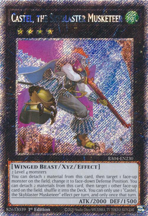 Castel, the Skyblaster Musketeer [RA04-EN230] Platinum Secret Rare | Cracking-Singles