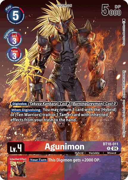 Agunimon [BT18-011] (Rare Pull) [World Convergence] | Cracking-Singles