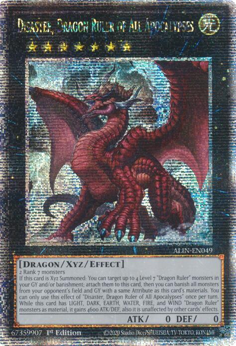 Disaster, Dragon Ruler of All Apocalypses [ALIN-EN049] Quarter Century Secret Rare | Cracking-Singles