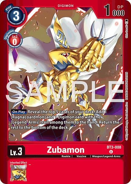 Zubamon [BT3-008] (Limited Card Pack -Billion Bullet-) [Limited Card Pack -Billion Bullet-] | Cracking-Singles