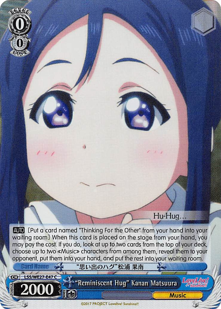 "Reminiscent Hug" Kanan Matsuura (LSS/WE27-E47 C) (Parallel Foil) [Love Live! Sunshine!! Extra Booster] | Cracking-Singles