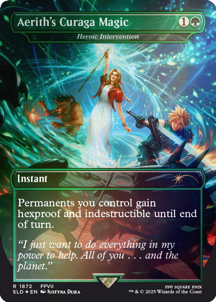 Aerith's Curaga Magic - Heroic Intervention (Rainbow Foil) [Secret Lair Drop Series] | Cracking-Singles