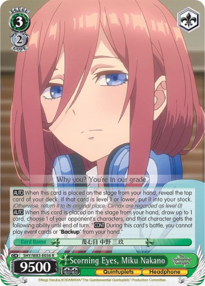 Scorning Eyes, Miku Nakano (5HY/W83-E036 R) [The Quintessential Quintuplets] | Cracking-Singles