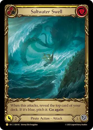 Saltwater Swell (Yellow) (Treasure) [SEA142] (High Seas)  Cold Foil | Cracking-Singles