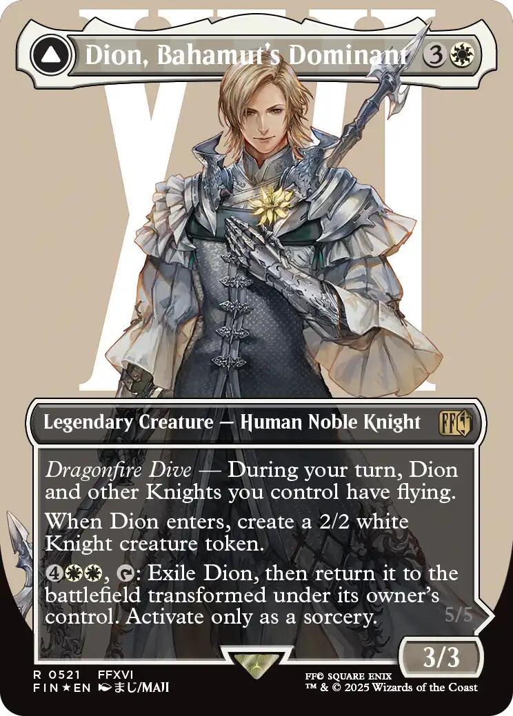 Dion, Bahamut's Dominant // Bahamut, Warden of Light (Borderless) (Surge Foil) [FINAL FANTASY] | Cracking-Singles