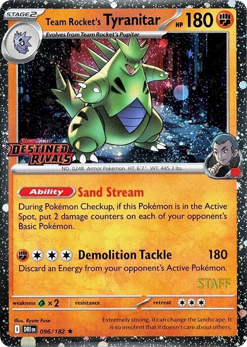 Team Rocket's Tyranitar (096/182) (Prerelease Staff) [Scarlet & Violet: Destined Rivals] | Cracking-Singles
