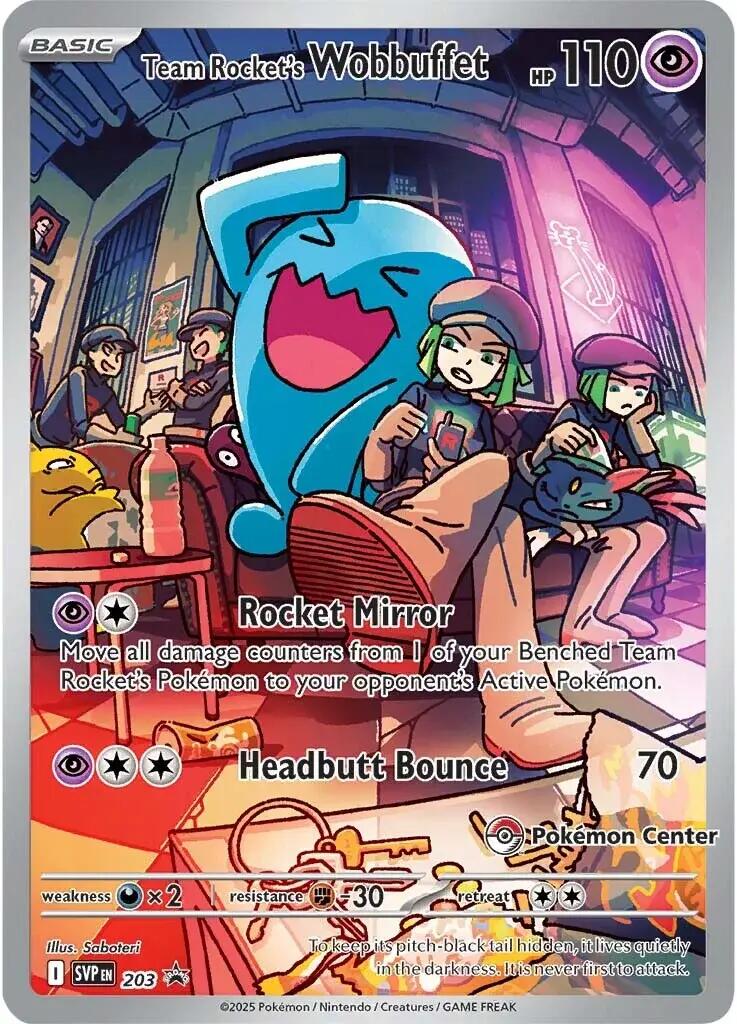 Team Rocket's Wobbuffet (203) (Pokemon Center Exclusive) [Scarlet & Violet: Black Star Promos] | Cracking-Singles