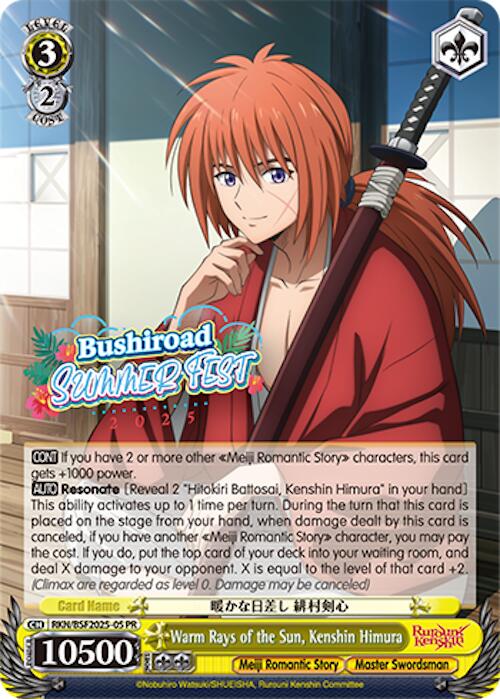 Warm Rays of the Sun, Kenshin Himura (Summer Fest 2025) [Bushiroad Event Cards] | Cracking-Singles