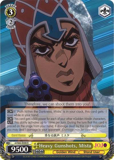 Heavy Gunshots, Mista (JJ/S66-E008 R) [JoJo's Bizarre Adventure: Golden Wind] | Cracking-Singles