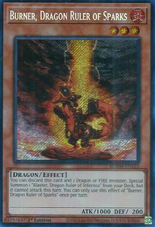 Burner, Dragon Ruler of Sparks [BLMM-EN123] Secret Rare | Cracking-Singles