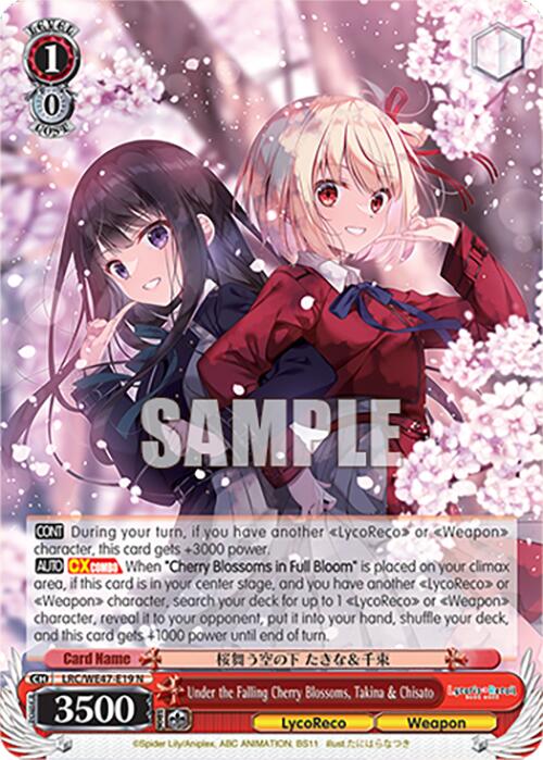 Under the Falling Cherry Blossoms, Takina & Chisato (LRC-WE47-E19 N) [Lycoris Recoil Premium Booster] | Cracking-Singles