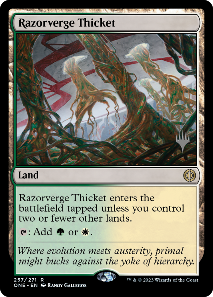 Razorverge Thicket (Promo Pack) [Phyrexia: All Will Be One Promos] | Cracking-Singles