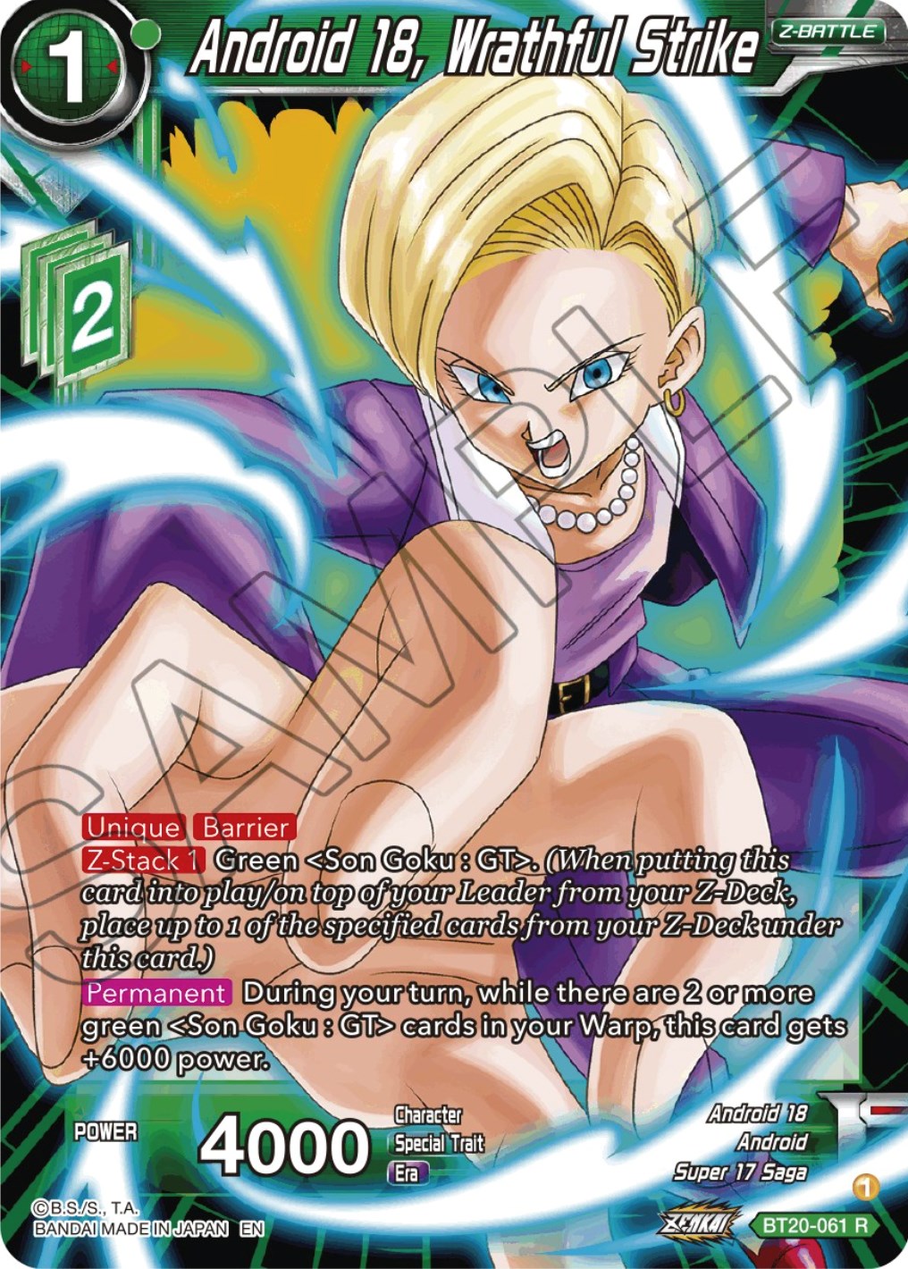 Android 18, Wrathful Strike (BT20-061) [Power Absorbed] | Cracking-Singles