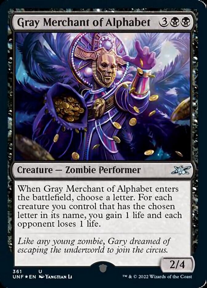 Gray Merchant of Alphabet (Galaxy Foil) [Unfinity] | Cracking-Singles