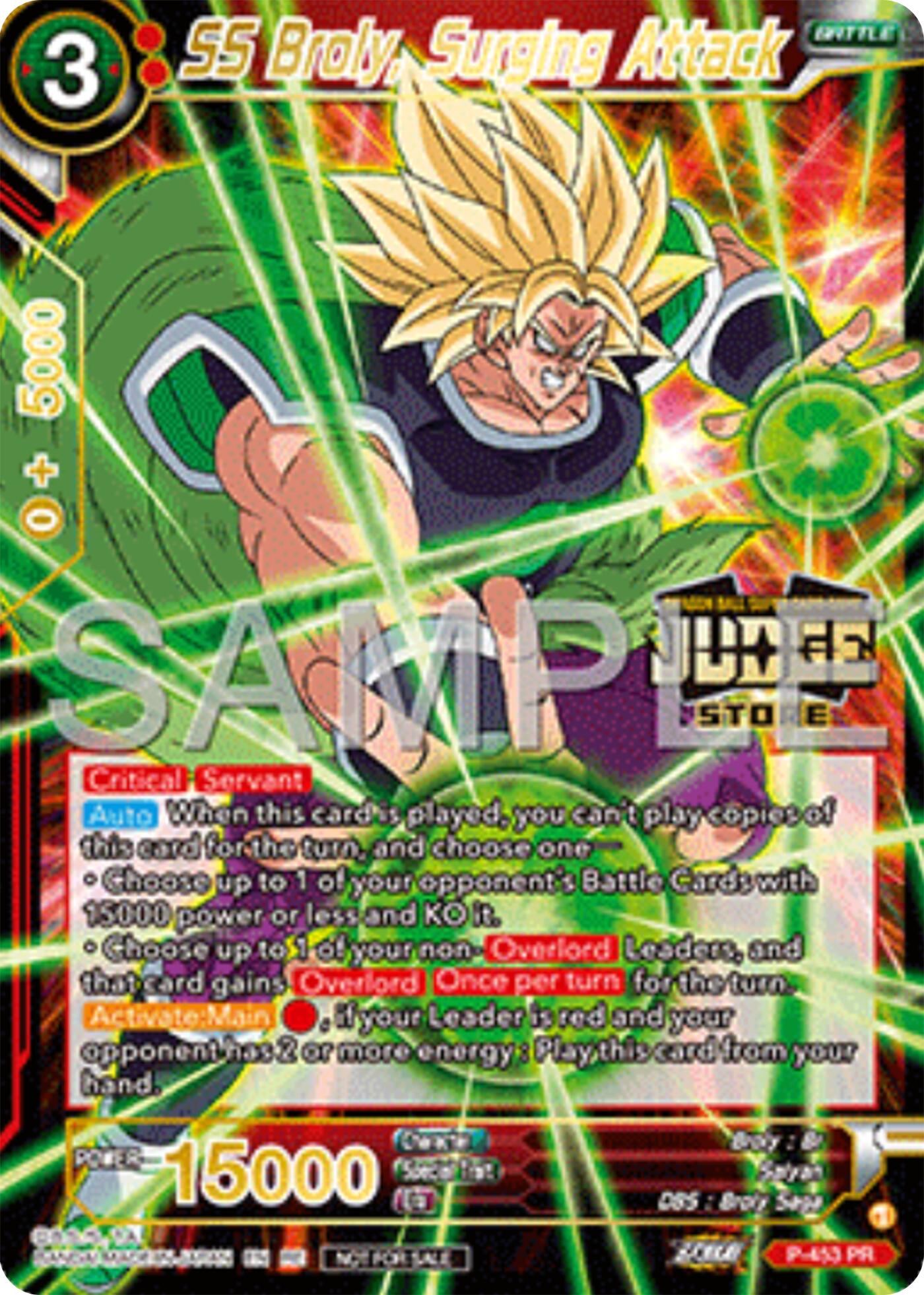 SS Broly, Surging Attack (Judge Pack Vol.17) (Store) (P-453) [Tournament Promotion Cards] | Cracking-Singles
