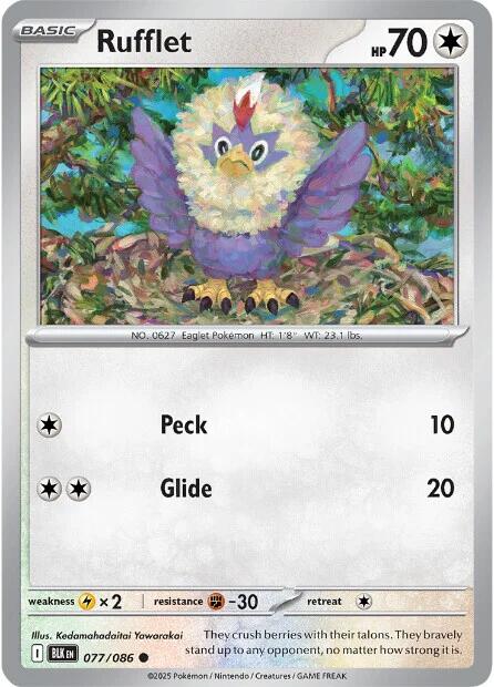 Rufflet (077/086) (Reverse Holo) [Scarlet & Violet: Black Bolt] | Cracking-Singles
