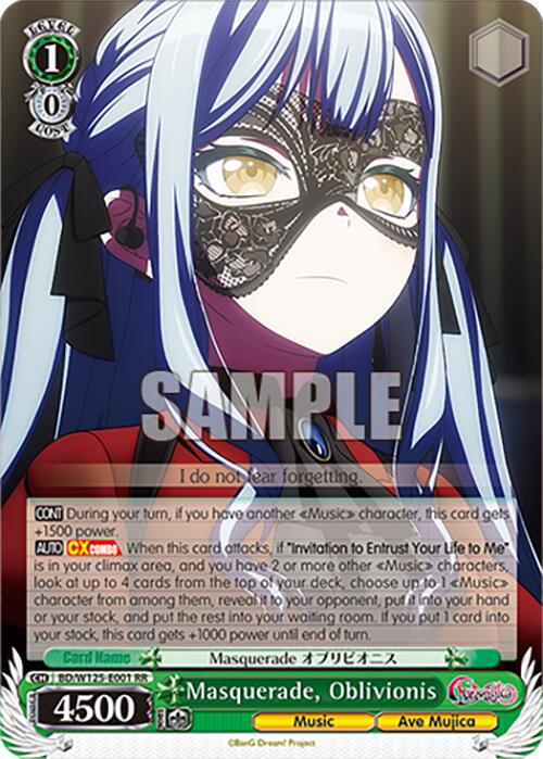 Masquerade, Oblivionis (BD/W125-E001 RR) [MyGO!!!!! x Ave Mujica] | Cracking-Singles