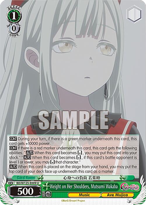 Weight on Her Shoulders, Mutsumi Wakaba (BD/W125-E009 U) [MyGO!!!!! x Ave Mujica] | Cracking-Singles