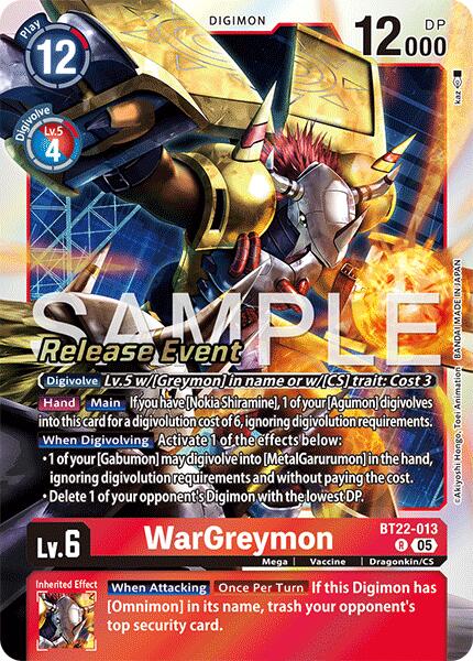 WarGreymon [BT22-013] [Cyber Eden Release Event Cards] | Cracking-Singles