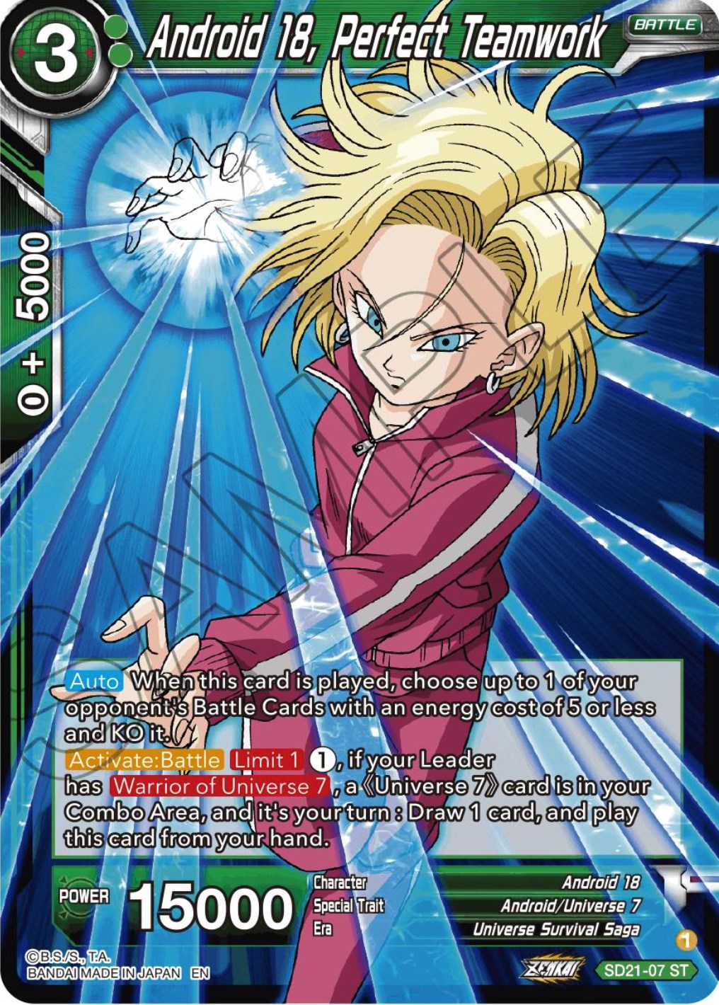 Android 18, Perfect Teamwork (Starter Deck Exclusive) (SD21-07) [Power Absorbed] | Cracking-Singles
