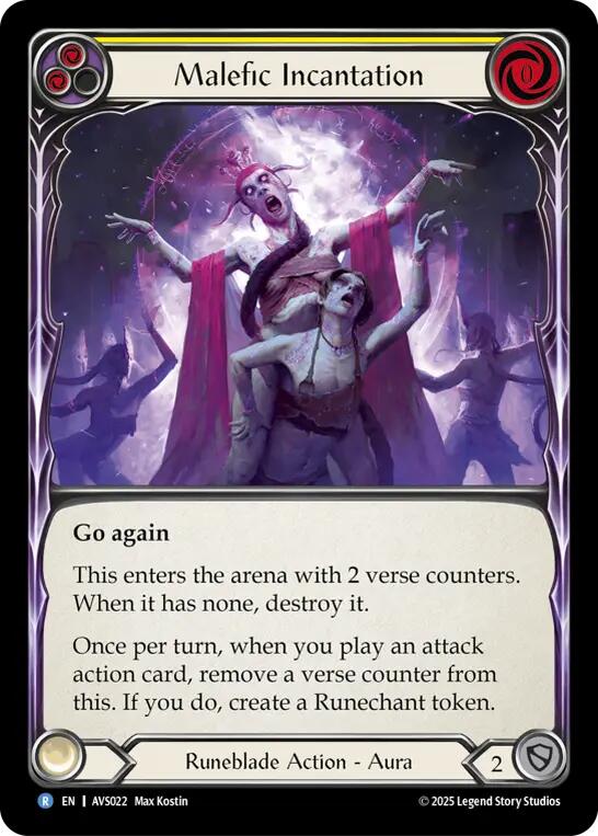 Malefic Incantation (Yellow) [AVS022] (Armory Deck: Legends Viserai) | Cracking-Singles