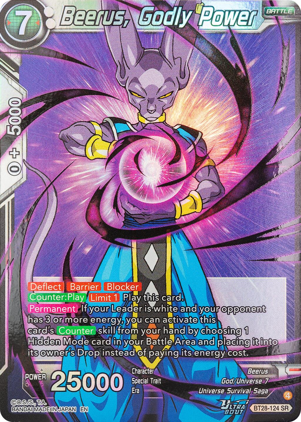 Beerus, Godly Power (BT28-124) [Prismatic Clash] | Cracking-Singles