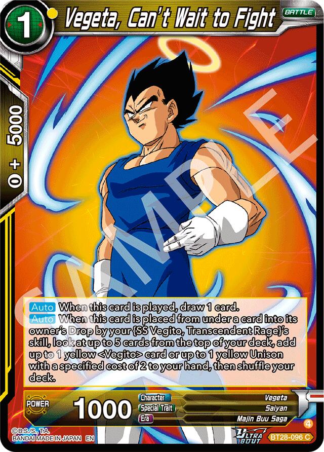 Vegeta, Can't Wait to Fight (BT28-096) [Prismatic Clash] | Cracking-Singles