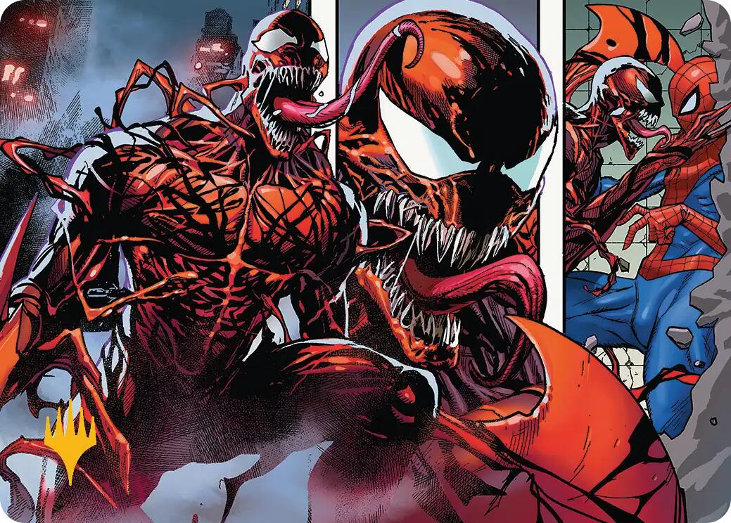 Carnage, Crimson Chaos Art Card (Gold-Stamped Planeswalker Symbol) [Marvel's Spider-Man Art Series] | Cracking-Singles