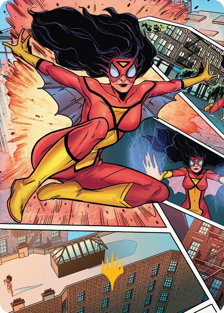 Spider-Woman, Stunning Savior Art Card (Gold-Stamped Planeswalker Symbol) [Marvel's Spider-Man Art Series] | Cracking-Singles