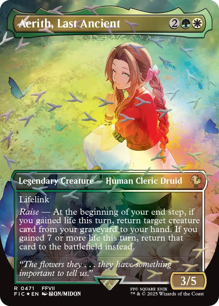 Aerith, Last Ancient (Borderless) (Chocobo Track Foil) [FINAL FANTASY Commander] | Cracking-Singles