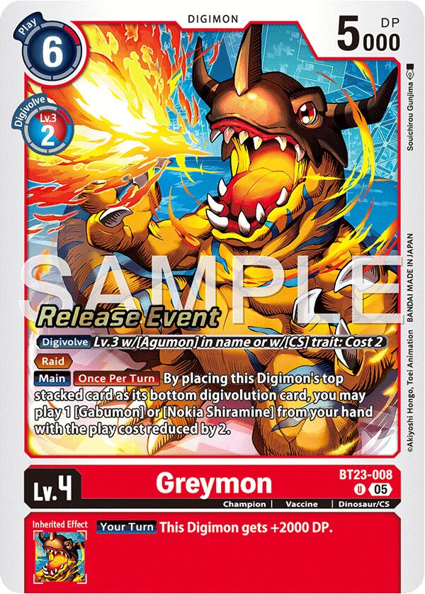 Greymon [BT23-008] [Hackers' Slumber Release Event Cards] | Cracking-Singles