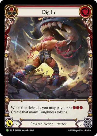 Dig In (Red) [FAB384] (Promo)  Rainbow Foil | Cracking-Singles