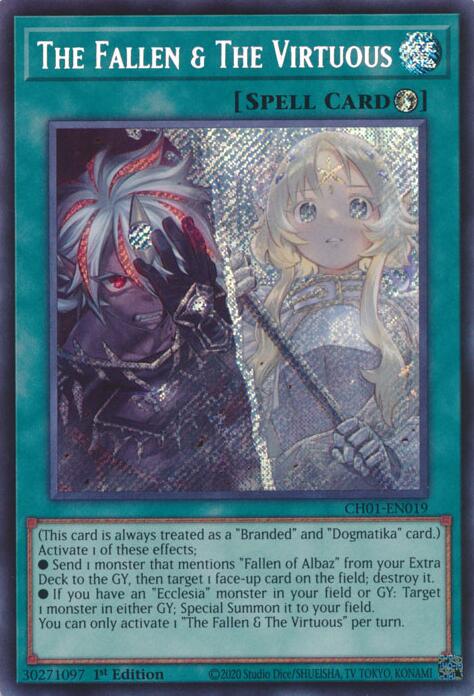 The Fallen & The Virtuous (Secret Rare) [CH01-EN019] Secret Rare | Cracking-Singles