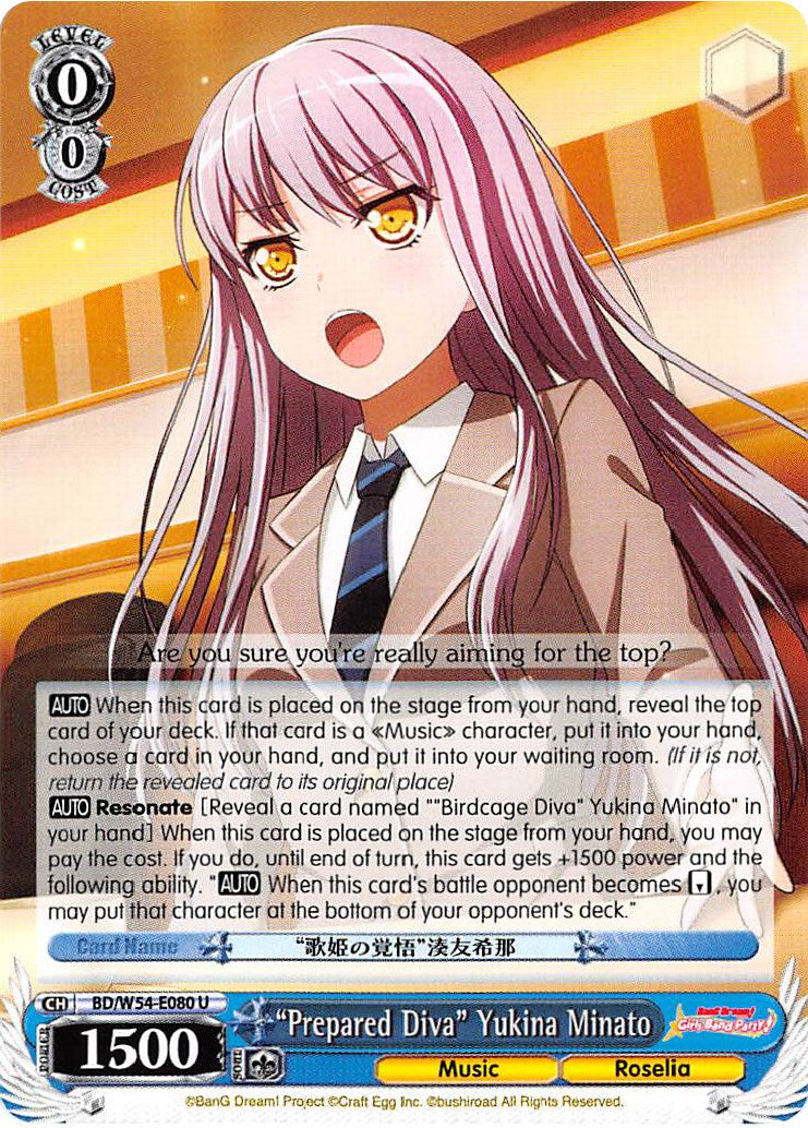"Prepared Diva" Yukina Minato (BD/W54-E080 U) [BanG Dream! Girls Band Party!] | Cracking-Singles