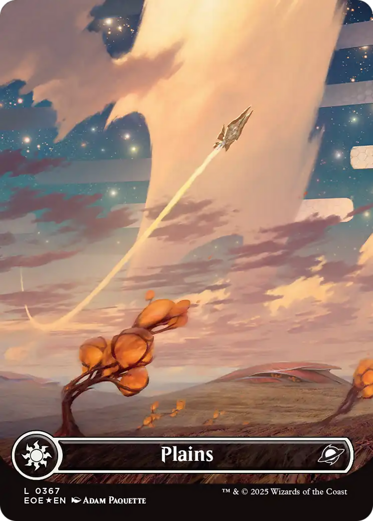 Plains (0367) (Borderless) (Galaxy Foil) [Edge of Eternities] | Cracking-Singles