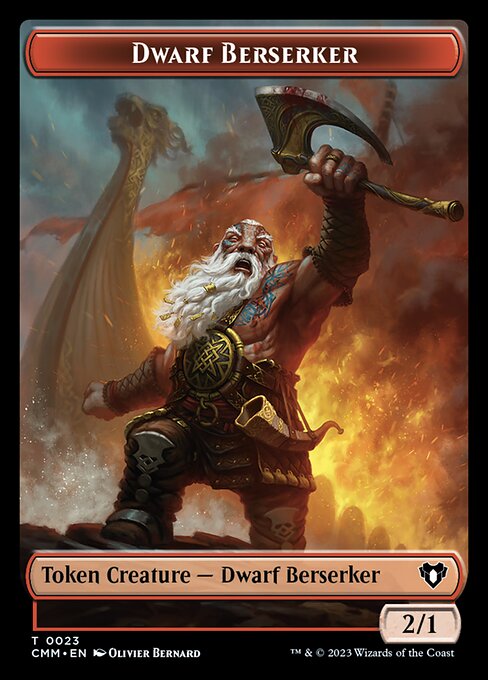 Zombie (0019) // Dwarf Berserker Double-Sided Token [Commander Masters Tokens] | Cracking-Singles
