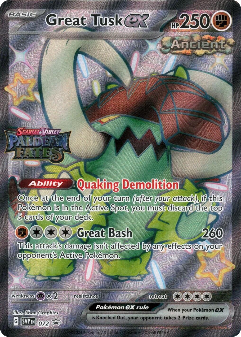 Great Tusk ex (072) (Paldean Fates Stamped) [Scarlet & Violet: Paldean Fates] | Cracking-Singles