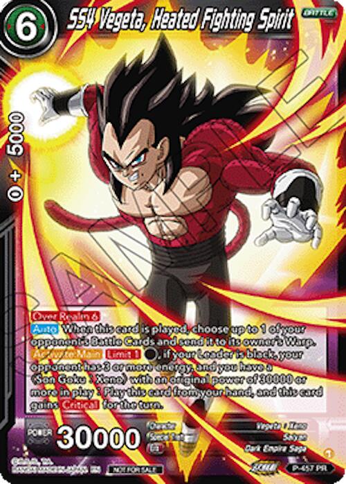 SS4 Vegeta, Heated Fighting Spirit (Ultra-Bout Series Tournament Pack Vol.1) (P-457) [Tournament Promotion Cards] | Cracking-Singles