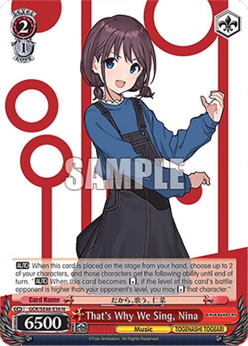 That's Why We Sing, Nina (GCR/SE48-E36 N) [Girls Band Cry Premium Booster] | Cracking-Singles