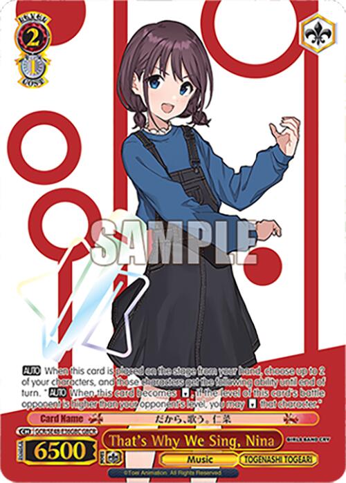 That's Why We Sing, Nina (GCR/SE48-E36GBC GBCR) [Girls Band Cry Premium Booster] | Cracking-Singles