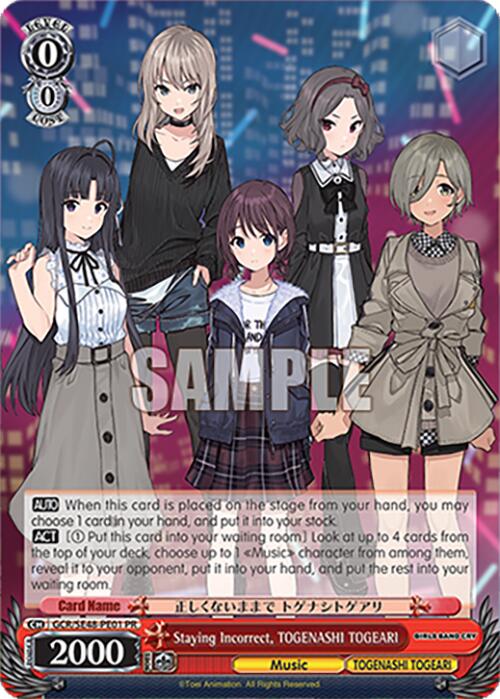 Staying Incorrect, TOGENASHI TOGEARI (GCR/SE48-PE01EX PR+) [Girls Band Cry Premium Booster] | Cracking-Singles