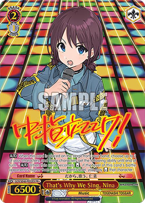 That's Why We Sing, Nina (GCR/SE48-PE02EX PR+) [Girls Band Cry Premium Booster] | Cracking-Singles