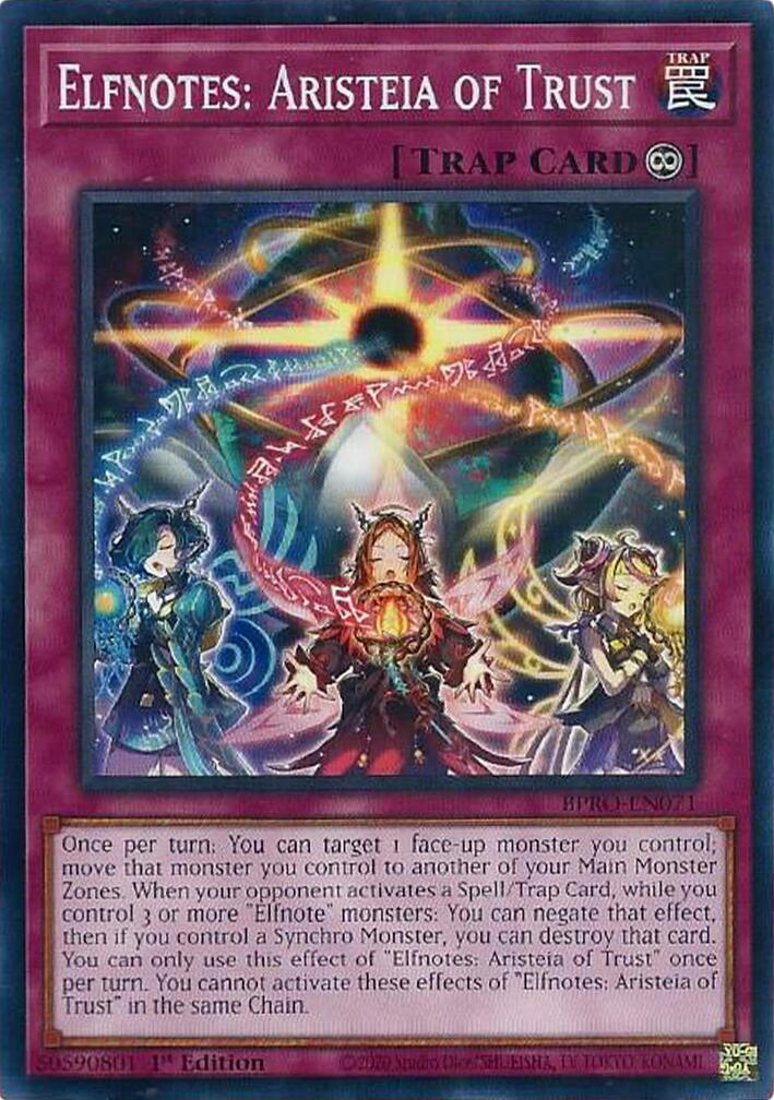 Elfnotes: Aristeia of Trust [BPRO-EN071] Common | Cracking-Singles