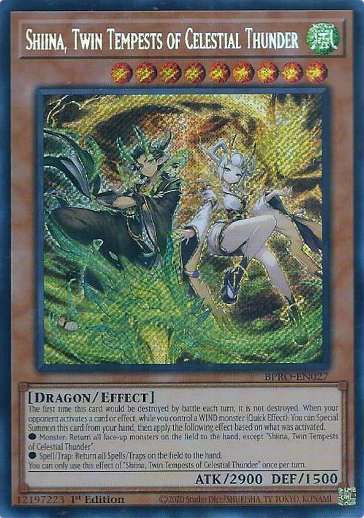 Shiina, Twin Tempests of Celestial Thunder [BPRO-EN027] Secret Rare | Cracking-Singles