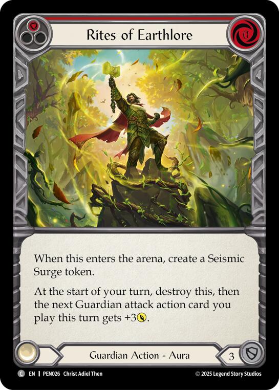 Rites Of Earthlore (Red) (Rainbow Foil) [PEN026] (Compendium of Rathe)  Rainbow Foil | Cracking-Singles