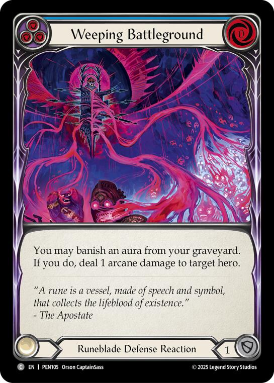 Weeping Battleground (Blue) (Rainbow Foil) [PEN105] (Compendium of Rathe)  Rainbow Foil | Cracking-Singles