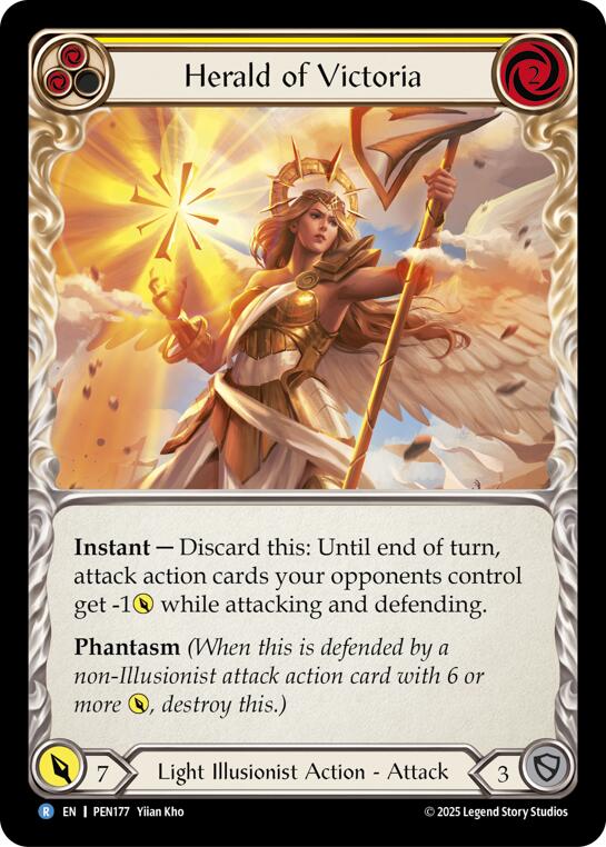 Herald Of Victoria (Yellow) (Rainbow Foil) [PEN177] (Compendium of Rathe)  Rainbow Foil | Cracking-Singles