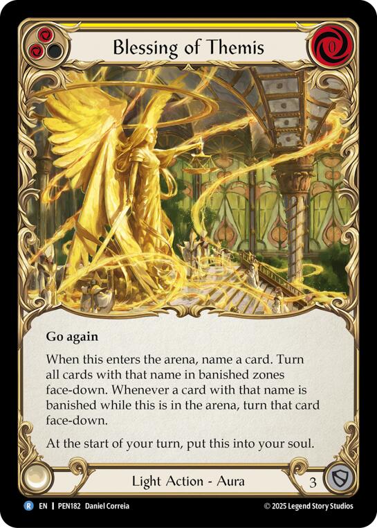 Blessing Of Themis (Yellow) (Rainbow Foil) [PEN182] (Compendium of Rathe)  Rainbow Foil | Cracking-Singles