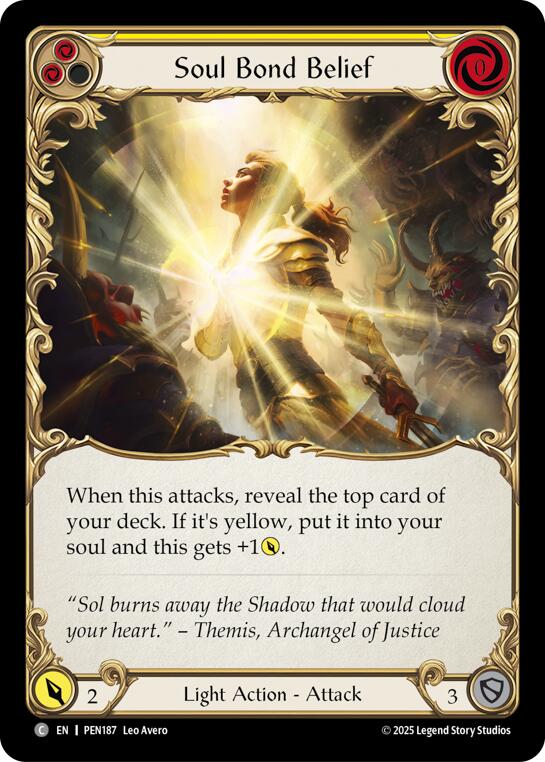 Soul Bond Belief (Yellow) (Rainbow Foil) [PEN187] (Compendium of Rathe)  Rainbow Foil | Cracking-Singles