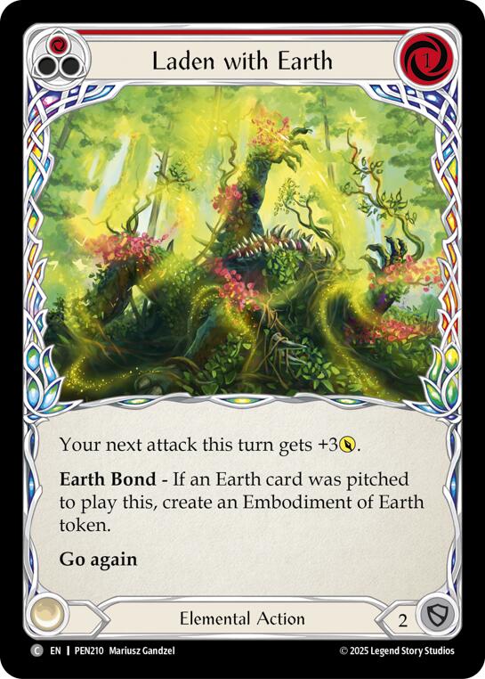 Laden With Earth (Red) (Rainbow Foil) [PEN210] (Compendium of Rathe)  Rainbow Foil | Cracking-Singles
